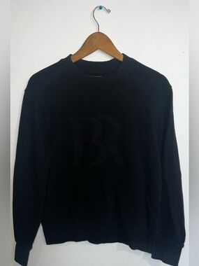 Banana Republic Black Men's Crewneck Sweater with Subtle BR Logo